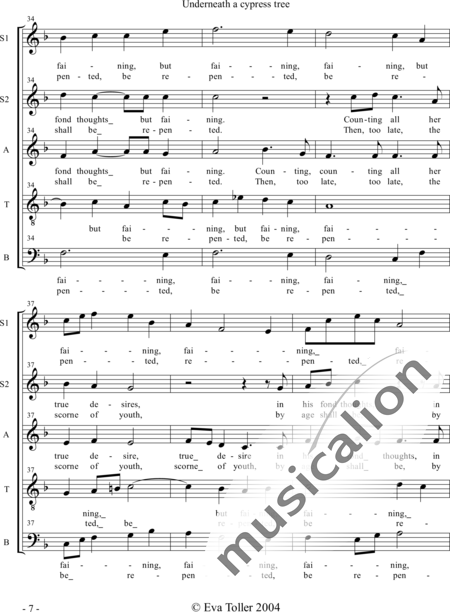 Pilkington, Francis : Underneath a cypress tree - Chor>SSATB:7