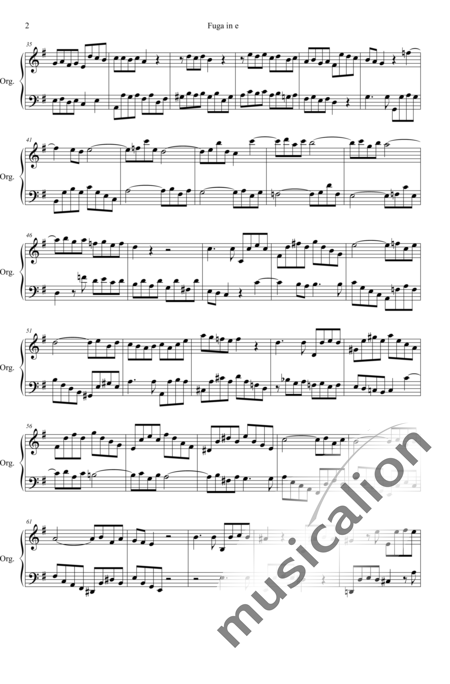 Grotthuß, Dietrich Ewald von: Fuga a 2Stimmen in e (Fugue with 2 Voices in E) - Organ:2