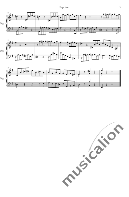 Grotthuß, Dietrich Ewald von: Fuga a 2Stimmen in e (Fugue with 2 Voices in E) - Organ:3