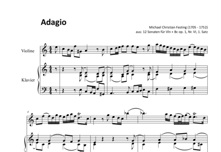 Festing, Michael Christian : Adagio - Violine+Klavier:0