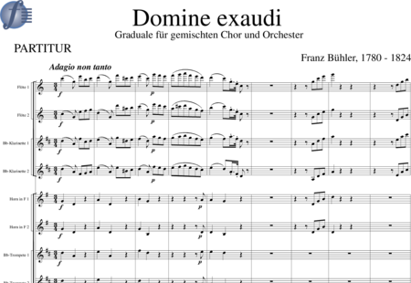 Bühler, Franz: Domine exaudi (Graduale für gem. Chor und Orchester) - Chor>SATB+Orgel+[Fl2+Klar2]+[Hn2+Trp2]+Pk2+[Vl2+Vla+Vc+Kb]:0