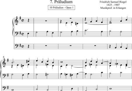 Riegel, Friedrich Samuel: 7. Präludium in e - Orgel>mPed:0