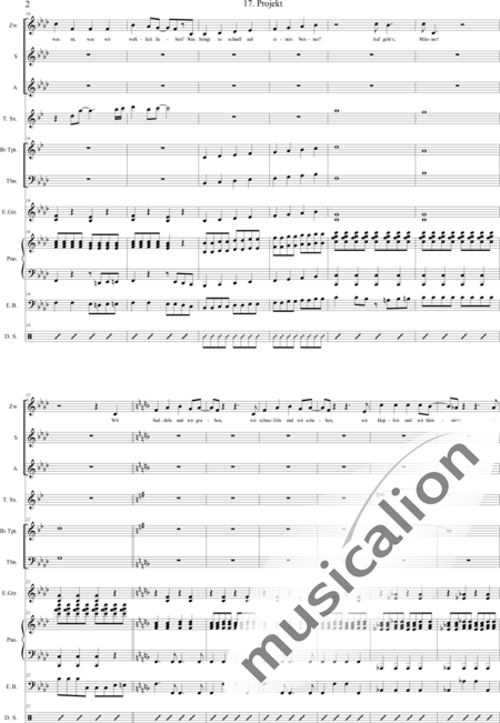 Geißelbrecht, Jürgen: Musical: White as Snow - 17. Project - Solo>sop/alto/Ten+[Pno]+Guit.+[Clar]+[Vl+Vc]+[Trp+Trb]+[Sx]+Perc+[|oi]+[Sy+B-Elec]:2