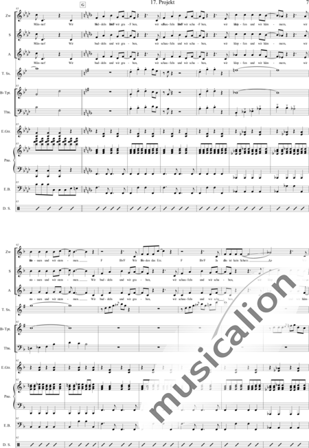 Geißelbrecht, Jürgen: Musical: White as Snow - 17. Project - Solo>sop/alto/Ten+[Pno]+Guit.+[Clar]+[Vl+Vc]+[Trp+Trb]+[Sx]+Perc+[|oi]+[Sy+B-Elec]:7