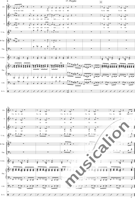 Geißelbrecht, Jürgen: Musical: White as Snow - 17. Project - Solo>sop/alto/Ten+[Pno]+Guit.+[Clar]+[Vl+Vc]+[Trp+Trb]+[Sx]+Perc+[|oi]+[Sy+B-Elec]:8