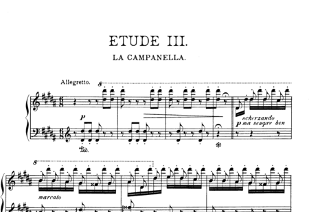 Liszt, Franz
: Estudio 3 de "Grandes Estudios de Paganini" - "La Campanella" - Piano:0