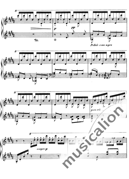 Liszt, Franz
: Estudio 3 de "Grandes Estudios de Paganini" - "La Campanella" - Piano:4