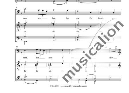 Anónimo, desconocido: Amazing Grace (2) - Solo>X+Coro>SATTBB:1