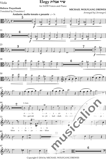 Drewes, Michael: Elegía - Solo>sop+Coro>SATB+Viola+Pno:37