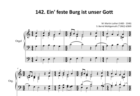 Luther, Martin : Ein' feste Burg ist unser Gott (1) - Orgel>mPed:0