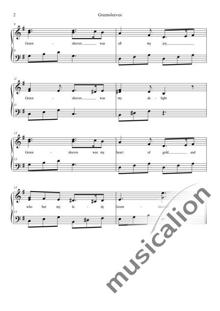 Anonymus, Unknown: Greensleeves - Solo>sop+Piano:2