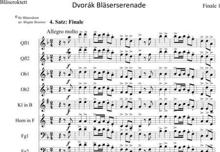 Dvorak, Antonin: Bläserserenade Finale - Flöte 2+[Ob2+Fg2+KlarB]+HnF:0