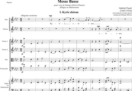 Fauré, Gabriel: Messe Basse (Mass) - Solo>sop+Choir>SS+[Vln2+Vla+Vlc]+Org:0