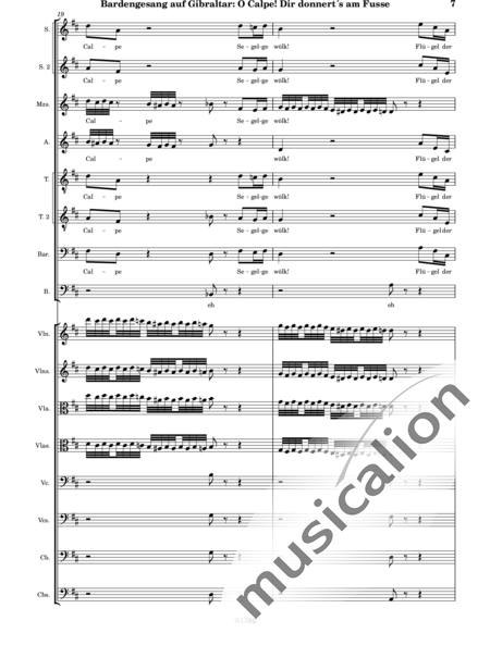 Mozart, Wolfgang Amadeus: Canto del Bardo en Gibraltar, ¡Oh Calpe, Truena a tus Pies! - Coro>SSSATTB+Violín 2+[Vla2+Vc2+Cb2]:7