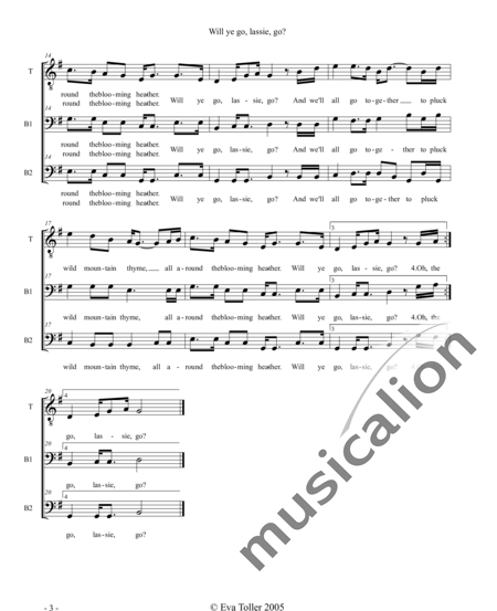 Anónimo, desconocido: Will ye go, lassie, go? - Coro>TBB:3