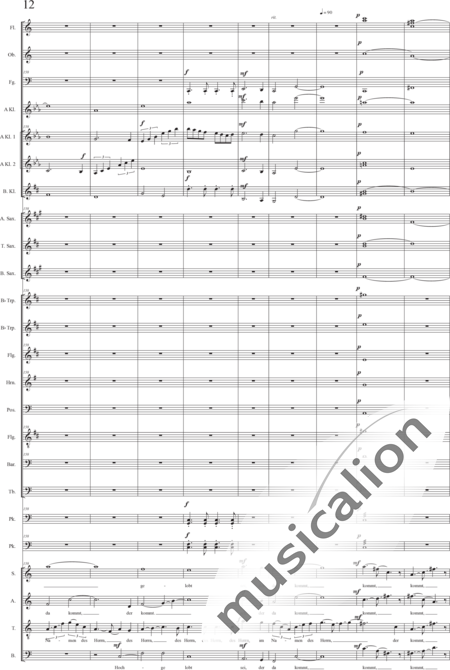 Schäfer, Martina: Bozener Sanctus-Benedictus (Heilig, heilig, Herr), (gesegnet sei, der da kommt) - Solo>Sop/Alt/Ten/Bass+Chor>SSAATTBB+[Trp6]+[Klar3]+[Hn3+Pos3]+[Sx3]+Pk2+[Ob2]+[Tb2]+[Fl2+Fg]:12
