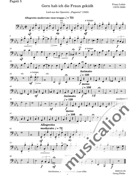 Lehár, Franz: Gern hab ich die Fraun geküßt (Gladly, I Kissed the Woman) - Fagot +Piano:27