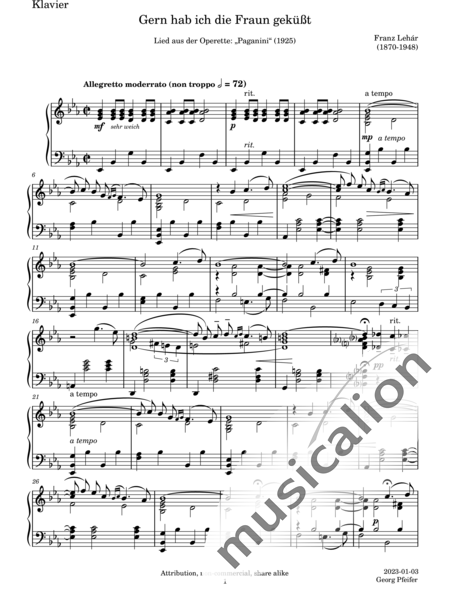 Lehár, Franz: Gern hab ich die Fraun geküßt (Gladly, I Kissed the Woman) - Fagot +Piano:28