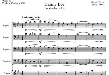 Anonymus, Unknown: Danny Boy - Choir>SATB+Bassoon C 4:0