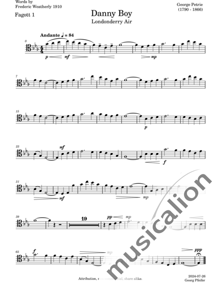 Anonymus, Unknown: Danny Boy - Choir>SATB+Bassoon C 4:16
