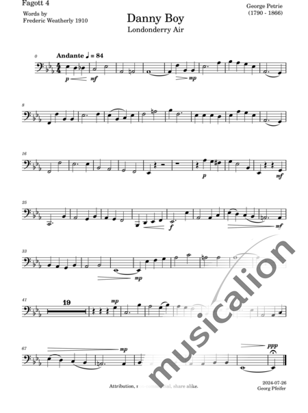 Anonymus, Unknown: Danny Boy - Choir>SATB+Bassoon C 4:19
