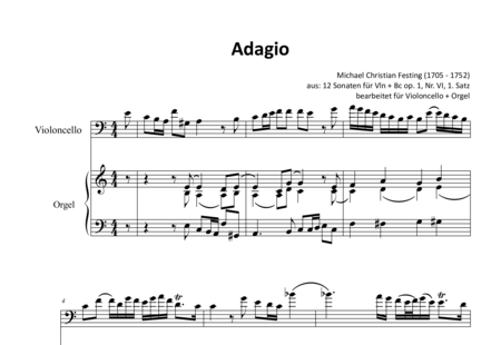 Festing, Michael Christian : Adagio - Violoncello+Orgel:0