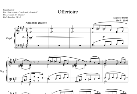 Bentz, Auguste: Offertoire A-Dur - Orgel>mPed:0