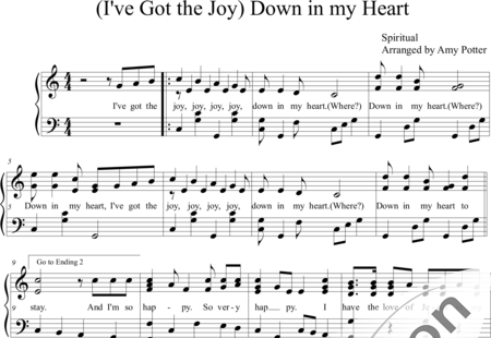 Anonymus, Unknown: Down in my Heart (I've Got the Joy) - Solo>sop+Piano:0