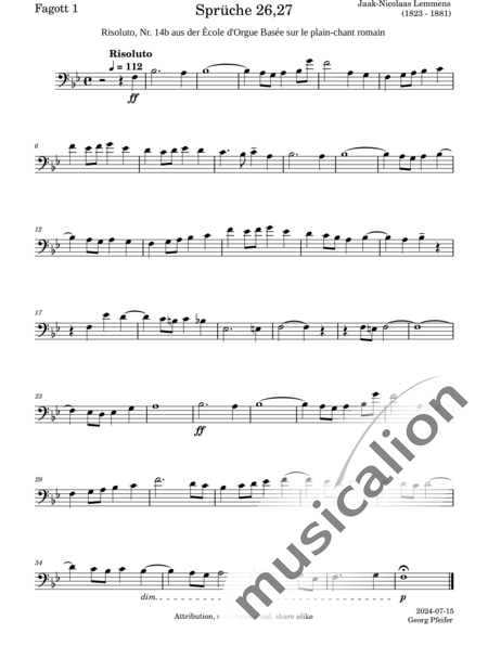 Lemmens, Nicholas-Jaques: Risoluto - Chor>SATB+Flöte C+[ObC+KlarB+FgC]:17