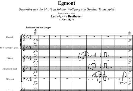 Beethoven, Ludwig van: Egmont - Violín 2+[Fl2+Ob2+Clar2+Fg2]+[Cr4+Trp2]+Tp+BC+[Vla+Vc]:0