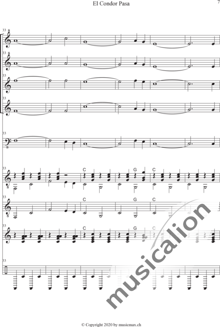 Anonymus, Unknown: El Condor Pasa - Recorder 4+[Gtr2]+Db+Perc+[Ukl]:7