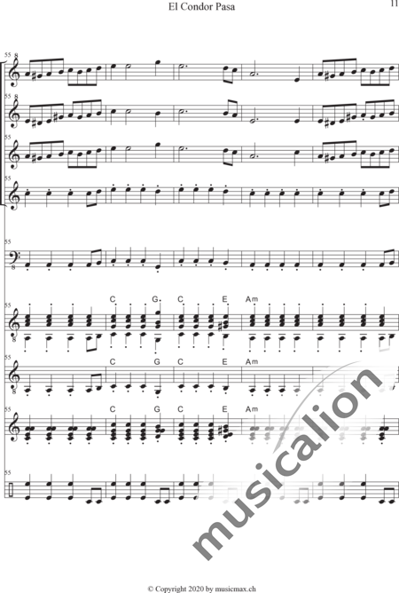 Anonymus, Unknown: El Condor Pasa - Recorder 4+[Gtr2]+Db+Perc+[Ukl]:11
