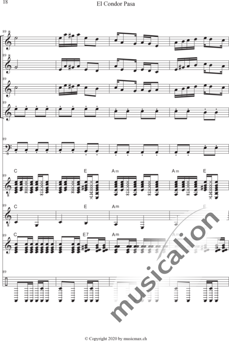 Anonymus, Unknown: El Condor Pasa - Recorder 4+[Gtr2]+Db+Perc+[Ukl]:18