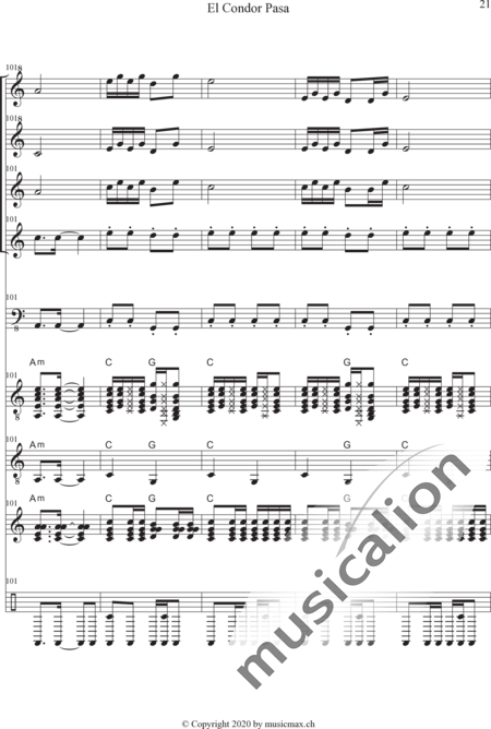 Anonymus, Unknown: El Condor Pasa - Recorder 4+[Gtr2]+Db+Perc+[Ukl]:21