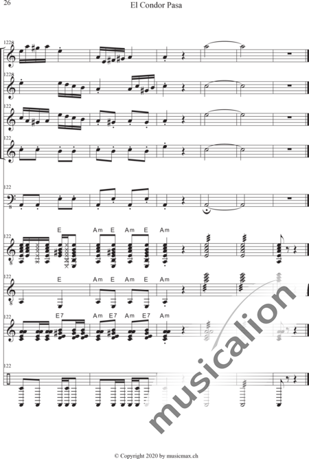 Anonymus, Unknown: El Condor Pasa - Recorder 4+[Gtr2]+Db+Perc+[Ukl]:26