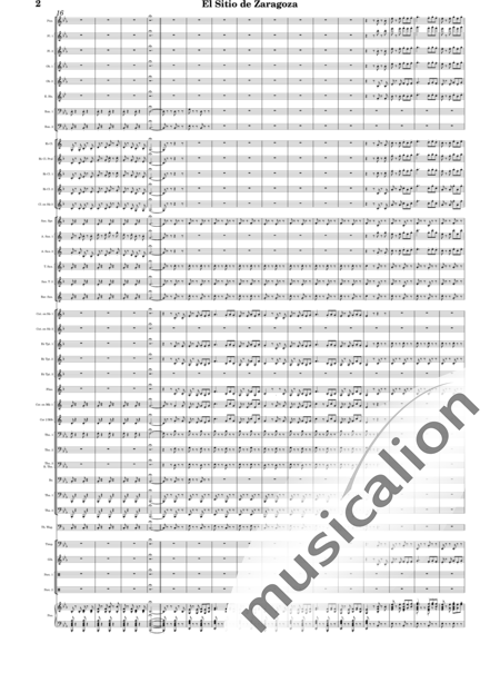 Oudrid y Segura, Cristóbal: El sitio de Zaragoza - Trumpet 6+Saxophone 6+Clarinet 5+Trombone 3+Flute 3+Tuba 3+Oboe 2+Bassoon 2+Percussion 2+AlpineHorn 2+Piano+Glockenspiel+Timpani+|otherinstrument+English horn:2