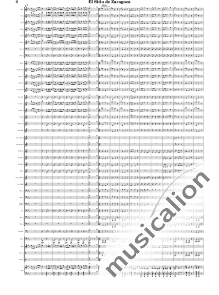 Oudrid y Segura, Cristóbal: El sitio de Zaragoza - Trumpet 6+Saxophone 6+Clarinet 5+Trombone 3+Flute 3+Tuba 3+Oboe 2+Bassoon 2+Percussion 2+AlpineHorn 2+Piano+Glockenspiel+Timpani+|otherinstrument+English horn:4