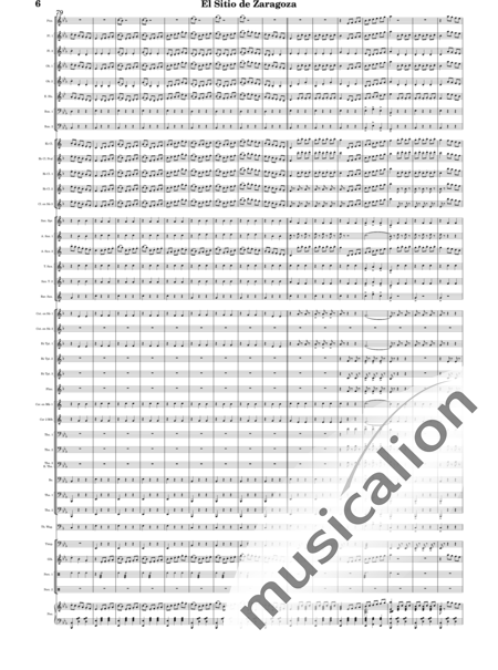 Oudrid y Segura, Cristóbal: El sitio de Zaragoza - Trumpet 6+Saxophone 6+Clarinet 5+Trombone 3+Flute 3+Tuba 3+Oboe 2+Bassoon 2+Percussion 2+AlpineHorn 2+Piano+Glockenspiel+Timpani+|otherinstrument+English horn:6