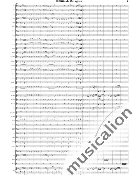 Oudrid y Segura, Cristóbal: El sitio de Zaragoza - Trumpet 6+Saxophone 6+Clarinet 5+Trombone 3+Flute 3+Tuba 3+Oboe 2+Bassoon 2+Percussion 2+AlpineHorn 2+Piano+Glockenspiel+Timpani+|otherinstrument+English horn:7