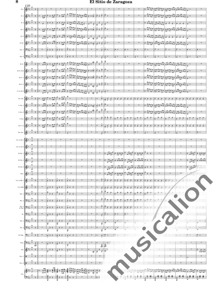Oudrid y Segura, Cristóbal: El sitio de Zaragoza - Trumpet 6+Saxophone 6+Clarinet 5+Trombone 3+Flute 3+Tuba 3+Oboe 2+Bassoon 2+Percussion 2+AlpineHorn 2+Piano+Glockenspiel+Timpani+|otherinstrument+English horn:8