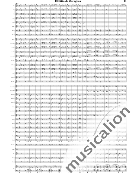 Oudrid y Segura, Cristóbal: El sitio de Zaragoza - Trumpet 6+Saxophone 6+Clarinet 5+Trombone 3+Flute 3+Tuba 3+Oboe 2+Bassoon 2+Percussion 2+AlpineHorn 2+Piano+Glockenspiel+Timpani+|otherinstrument+English horn:11