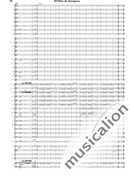 Oudrid y Segura, Cristóbal: El sitio de Zaragoza - Trumpet 6+Saxophone 6+Clarinet 5+Trombone 3+Flute 3+Tuba 3+Oboe 2+Bassoon 2+Percussion 2+AlpineHorn 2+Piano+Glockenspiel+Timpani+|otherinstrument+English horn:16