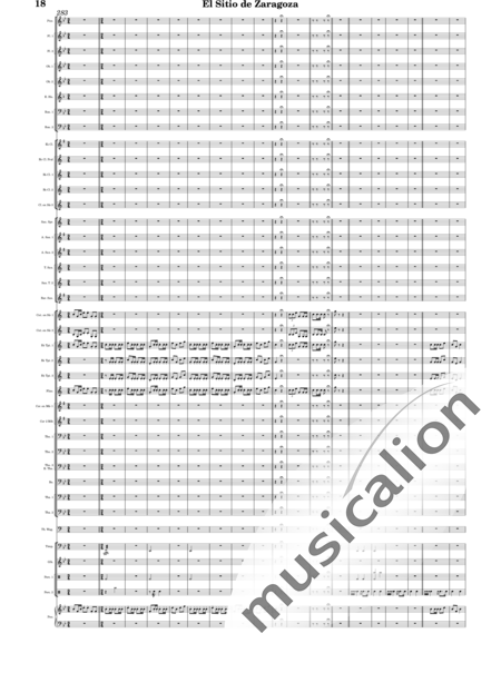 Oudrid y Segura, Cristóbal: El sitio de Zaragoza - Trumpet 6+Saxophone 6+Clarinet 5+Trombone 3+Flute 3+Tuba 3+Oboe 2+Bassoon 2+Percussion 2+AlpineHorn 2+Piano+Glockenspiel+Timpani+|otherinstrument+English horn:18