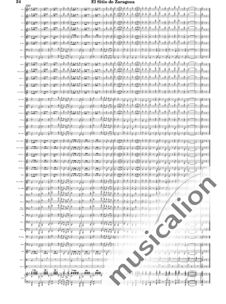 Oudrid y Segura, Cristóbal: El sitio de Zaragoza - Trumpet 6+Saxophone 6+Clarinet 5+Trombone 3+Flute 3+Tuba 3+Oboe 2+Bassoon 2+Percussion 2+AlpineHorn 2+Piano+Glockenspiel+Timpani+|otherinstrument+English horn:24