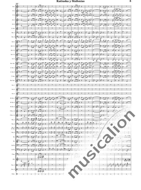 Sorozábal Mariezcurrena, Pablo: Katiuska y Sinfonías - Clarinete 5+Saxofón 5+Trombón 4+Trompeta 3+Flauta 3+Percusión 3+Gaita 3+Oboe 2+Fagot 2+Tuba 2+|otro instrumento 2+Trompa de los Alpes 2+Glockenspiel+Tímpani+Corno inglés:5