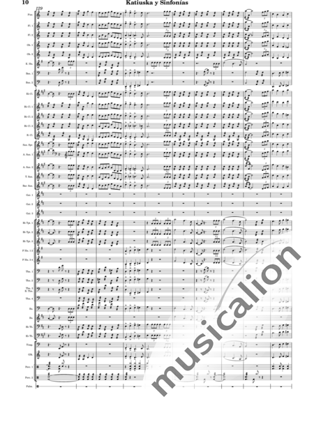 Sorozábal Mariezcurrena, Pablo: Katiuska y Sinfonías - Clarinete 5+Saxofón 5+Trombón 4+Trompeta 3+Flauta 3+Percusión 3+Gaita 3+Oboe 2+Fagot 2+Tuba 2+|otro instrumento 2+Trompa de los Alpes 2+Glockenspiel+Tímpani+Corno inglés:10
