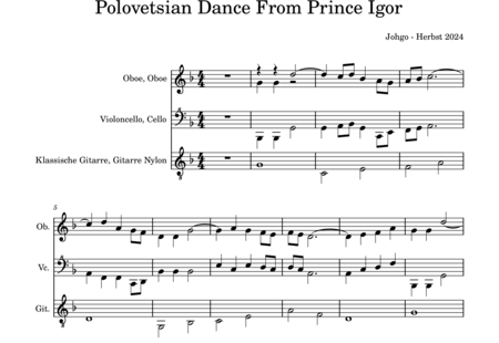 Borodin, Alexander: Polovetsian Dance  from Prince Igor - Oboe+Gtr+Vlc:0