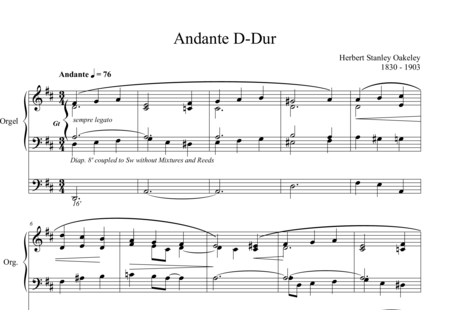 Oakeley, Herbert Stanley: Andante D-Dur - Orgel>mPed:0