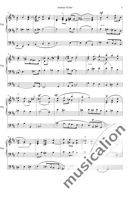 Oakeley, Herbert Stanley: Andante D-Dur - Orgel>mPed:5