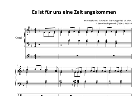 Anonymus, Unknown: Es ist für uns eine Zeit angekommen (German Christmas song) - Organ>wped:0